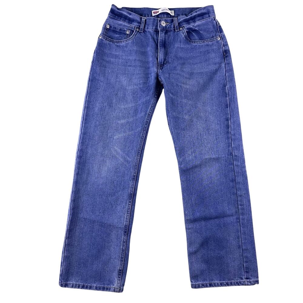 Levi's Jeans Boy 16 Regular 28X28 Blue 505 Straight Cotton Whiskered Pants Denim